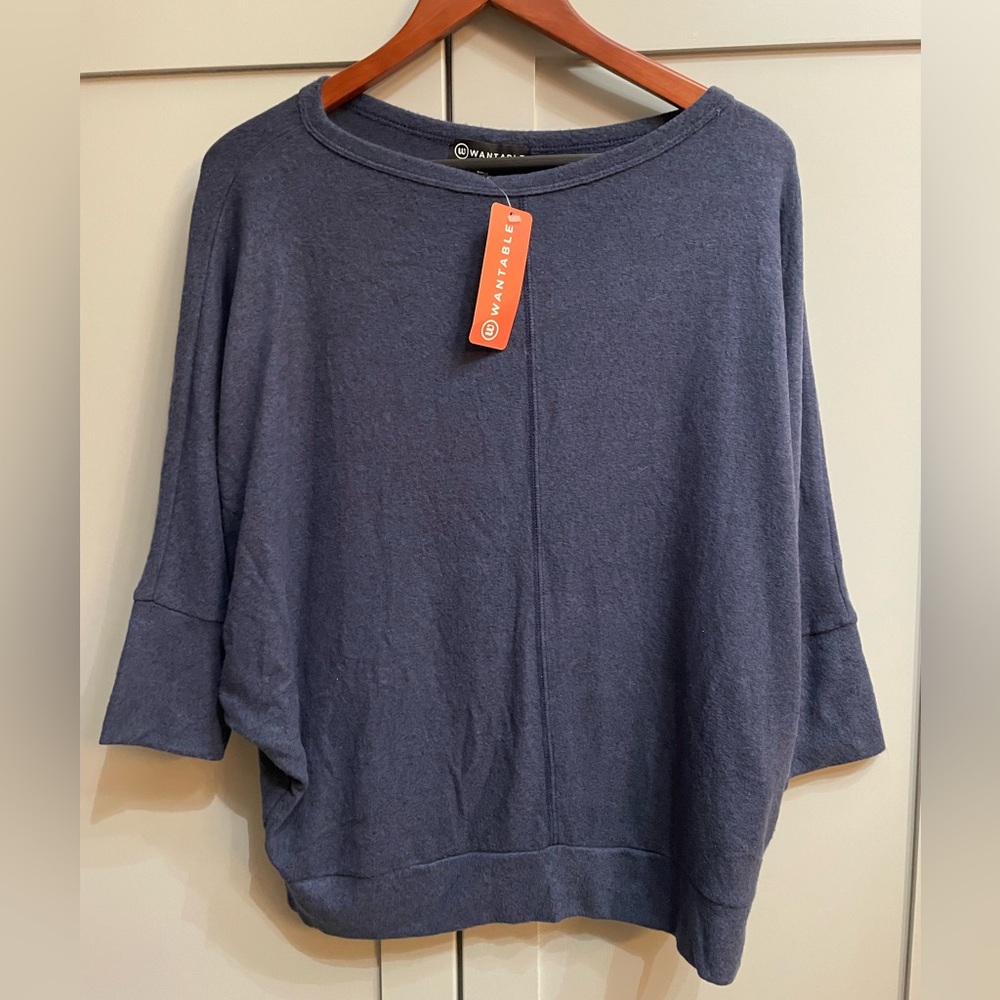 Navy Dolman Sleeve Top